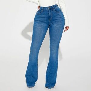 Fashion Nova Tucson High Rise Stretch Flare Jeans - Medium Wash